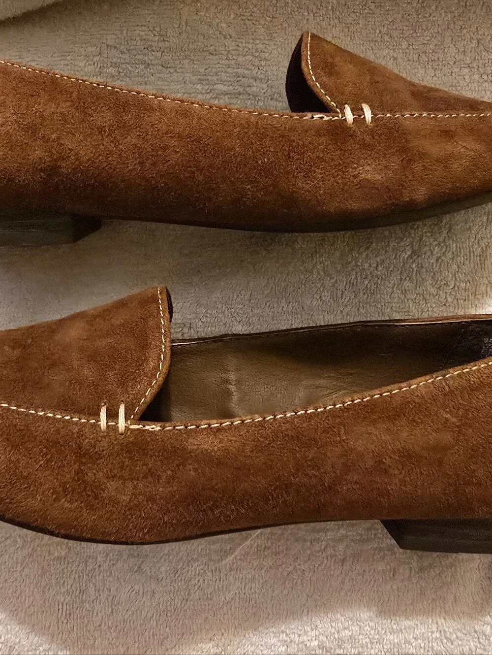 White Mountain Genuine Leather Suede Slip On Loafer Flats Brown 6 EUC